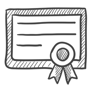 Course completion certificate icon